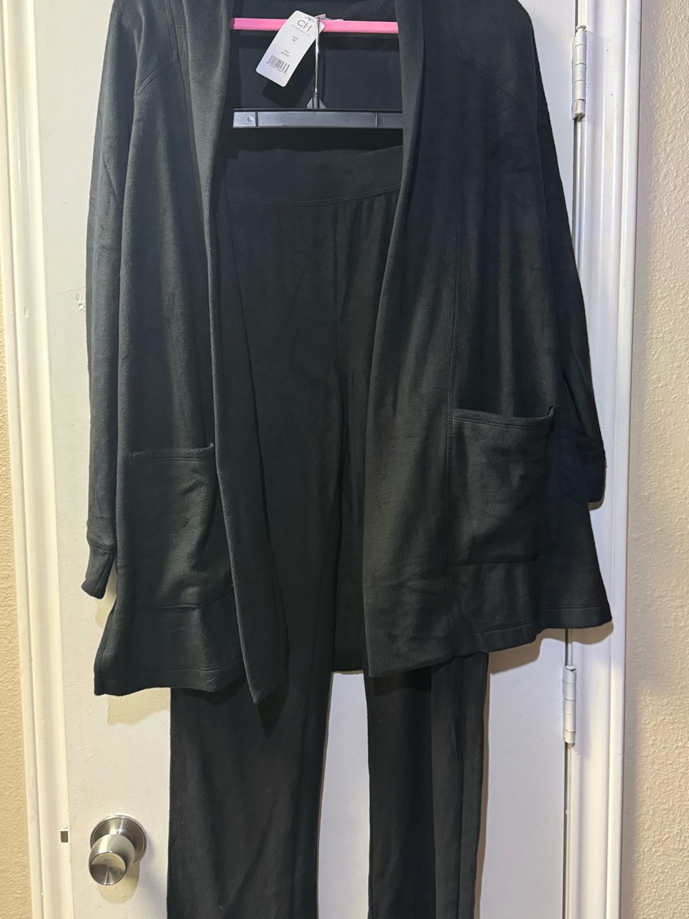 NWT Carole Hochman Black Women's Open-Front Cardigan, T-shirt and pants Set XS